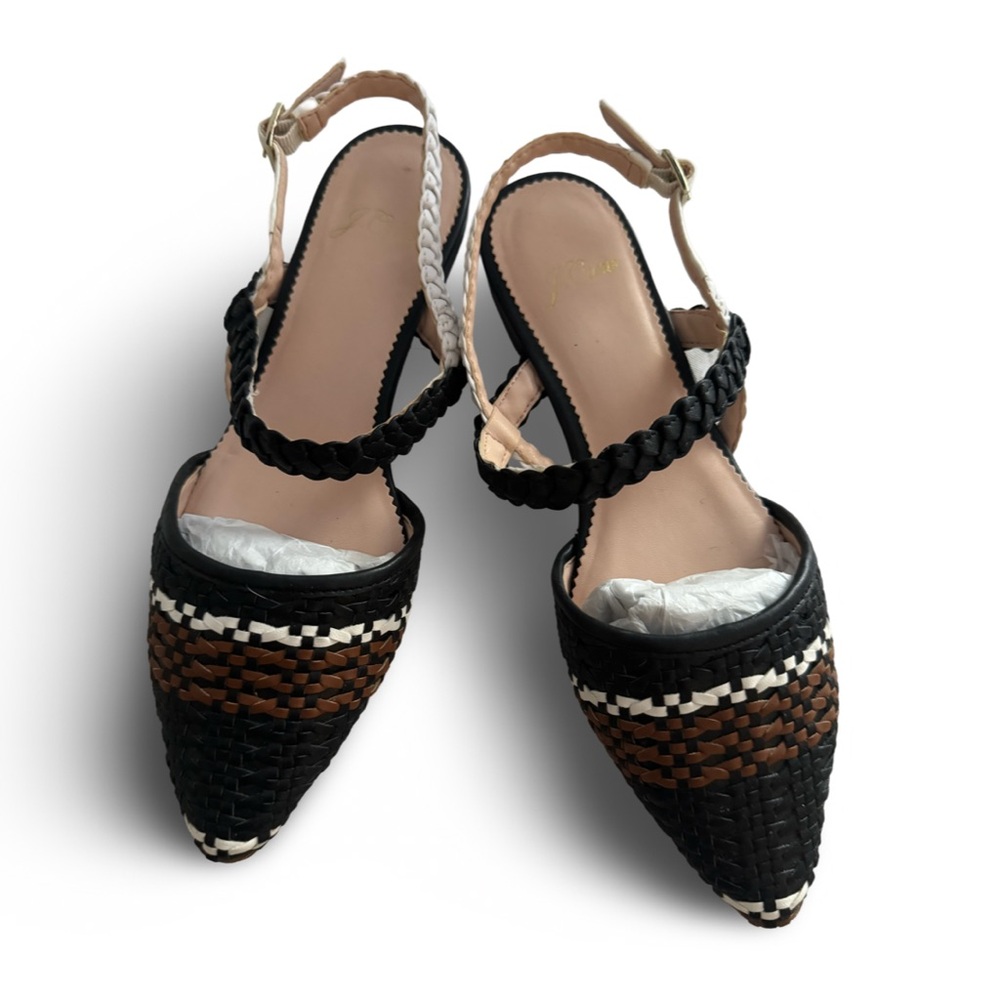 J. Crew Woven Leather Slingback Sandals size 6